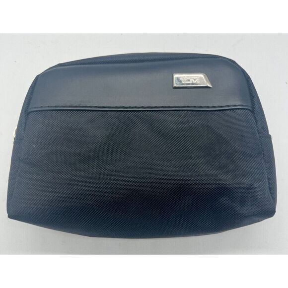 TUMI for Delta Make Up Bag‎ Black Canvas Mini Case Zip Toiletries/Cosmetic Bag - Picture 1 of 5